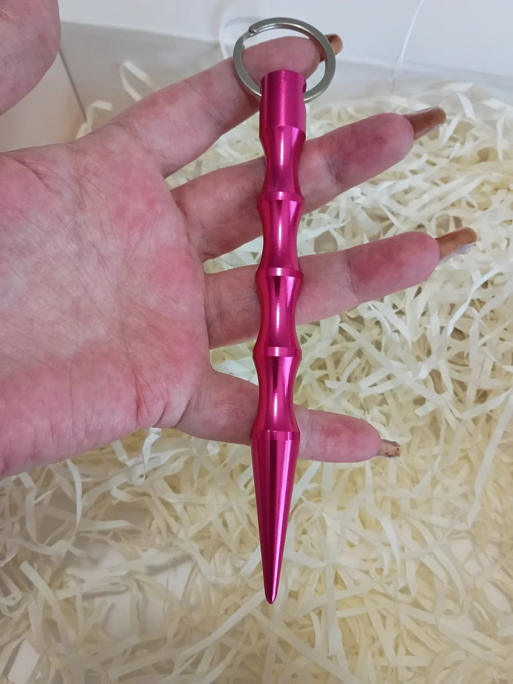 Source Unknown Metallic Pink Key & Card Holder Multi-Tool Keychain